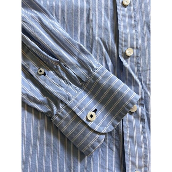 UNTUCKit Mens Button Up Dress Shirt Blue White Stripe 100% Cotton Collar‎ L - Picture 7 of 9